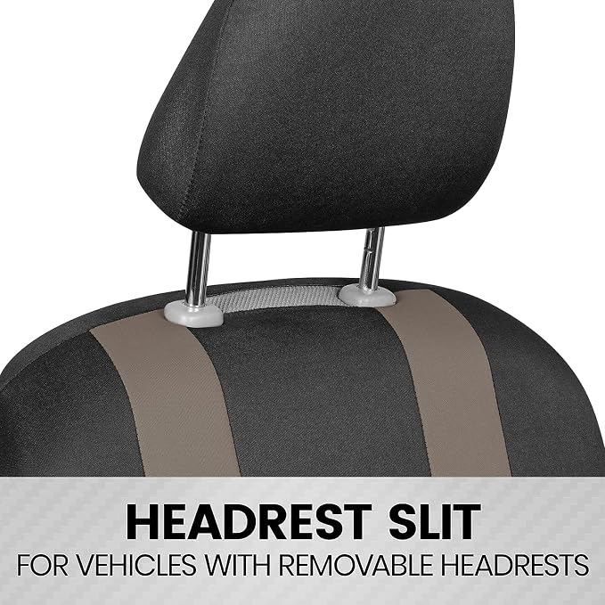 BDK carXS Seat Covers for Cars, Beige Two-Tone Car Seat Covers with Matching Back Seat Cover, Made to Fit Most Auto Truck Van SUV, Interior Car Accessories, Car Seat Cover Full Set