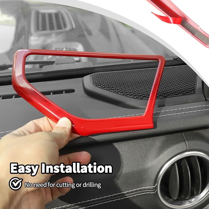 JWWY for Jeep JL Speaker Audio Player Trim Top & A Pillar Cover Trim for 2024-2025 Jeep Wrangler JL JLU & Gladiator JT 4xe Interior Accessories ABS 4PCS Red