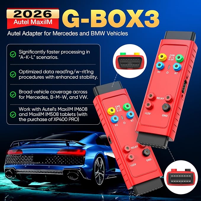 Autel G-BOX3 Accessory Tool Adapter, 2026 Upgraded of Gox2 G-BOX2, Gbox3 Adapter for Mercedes-Benz/for BMW, Works W/MaxiIM IM508(S) + XP400, IM608 PRO II, IM608S II, IM608 PRO 2 Scanner