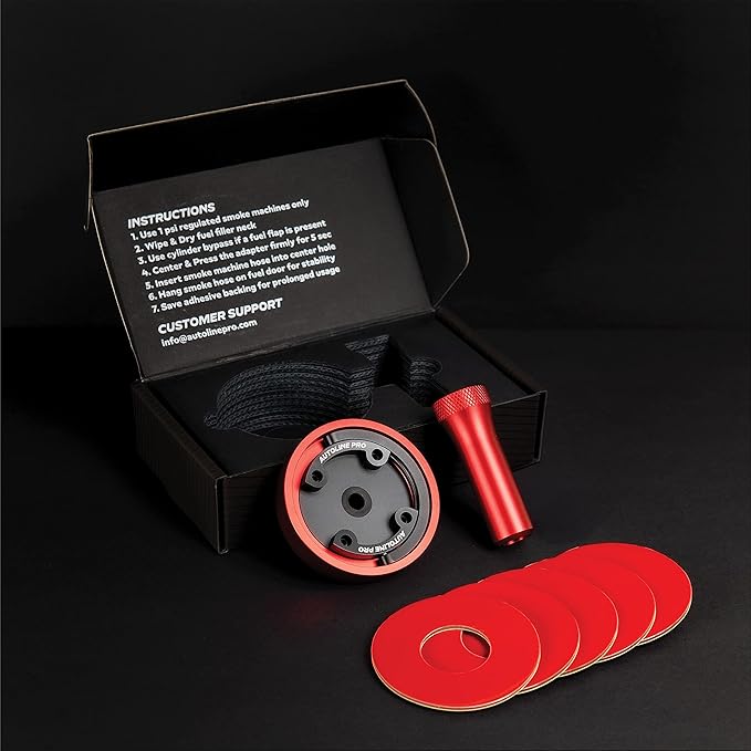 AutoLine Pro Universal Gas Cap Adapter For Easy EVAP Leak Testing - Includes Fuel Flap Bypass Opener Cylinder - For Automotive Smoke Machine Leak Detector