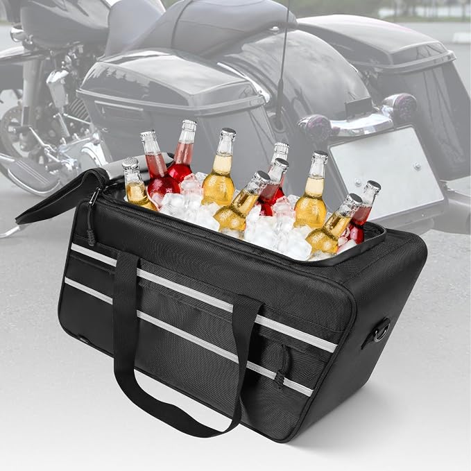 Motorcycle Saddlebag Cooler Liner Bag, Insulated Saddle Bag Compatible with 1993-2024 Harley Touring Electra Glide Road Glide Street Glide Road King with Detachable Shoulder Strap, 1 Bag