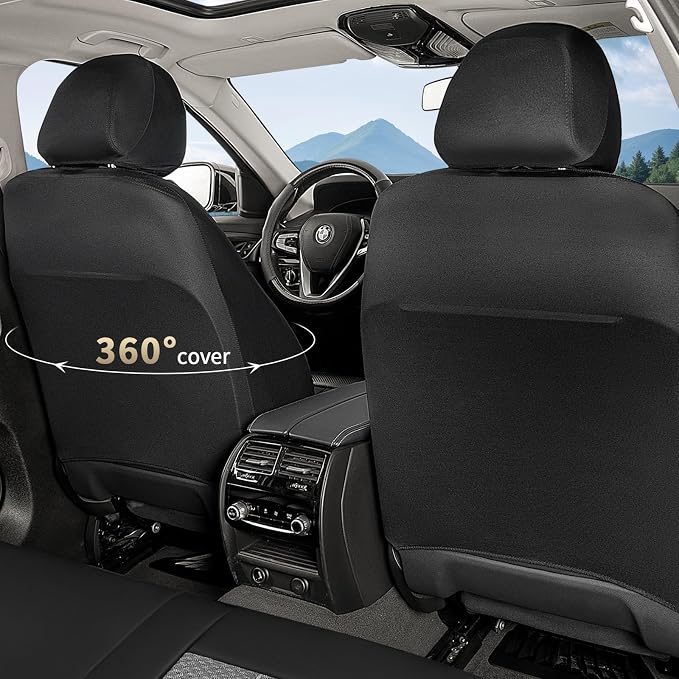 FLORICH Car Seat Covers Full Set Leather & Mesh Seat Cover 5 Seats Front and Back Car Interior Covers Automotive Seat Comfort Protection Accessories Universal Fit for Most Car SUV Truck, Gray&Black