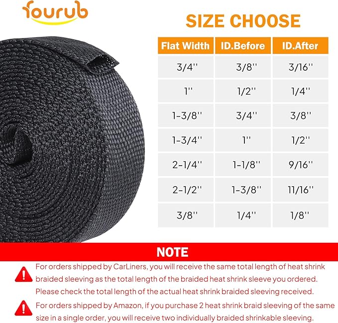 50% Woven Wire Loom Heat Shrink Braided Sleeving Shrinkable Fabric Cable Sleeve Braid Hose Covering Protection for Automotive Wire/Harness/Sheath(1-3/8"-42ft)