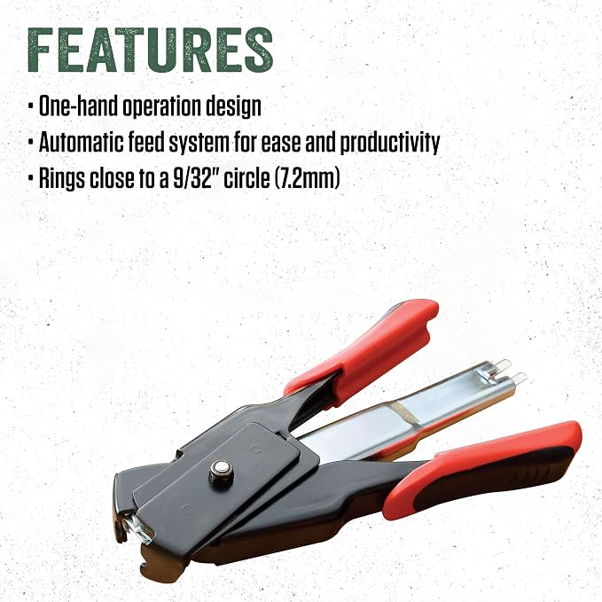 LEM Products Spring-Loaded Hog Ring Pliers, 100 Galvanized Steel Rings, Red and Black (Pack of 5)