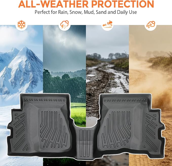 Floor Mats for Toyota Tacoma Xtracab 1995-2004, Heavy Duty TPE All Weather Protection, Waterproof Non-Slip Black Car Liners (Two-Row Floor Mats)