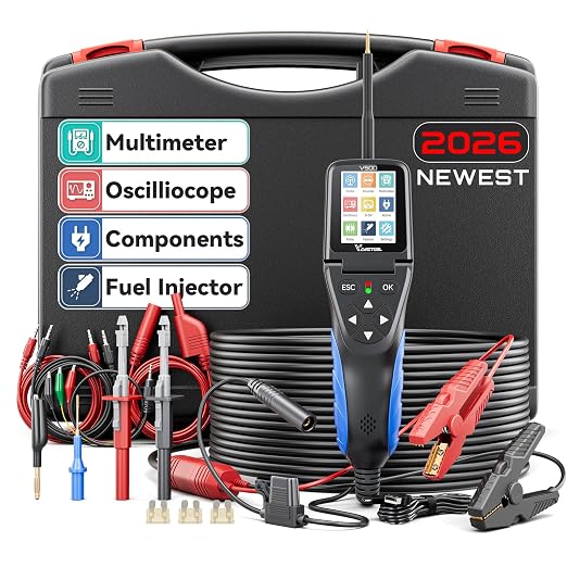 Automotive Power Circuit Probe Tester Kit VDIAGTOOL V500, 9-30V Car Electric Circuit Tester, Short/Open Circuit Finder, Oscilloscope/Multimeter/Injector/Relay Tester, Component/Fuse/Trailer/AC/DC Test