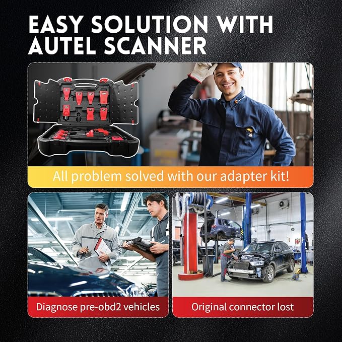 Autel OBD Adapter Kit with Blow-Molded Carrying Case, 11 Pcs OBD Connectors Compatible with All Autel Scanner Tablet Device