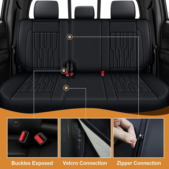 Seat Covers Fit for Toyota Tacoma 2024 2025 2026,Waterproof Faux Leather Truck Seat Covers Full Set Double & Crew Cab Protectors(5 Seats,Black)