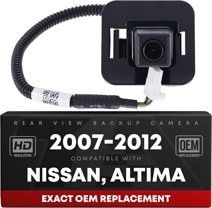 Rear View Backup Camera, Reverse Park Assist - Compatible with 2007-2012 Nissan Altima Hybrid, 2007-2012 Nissan Altima Sedan - OEM 28442ZX61A, NI1960100