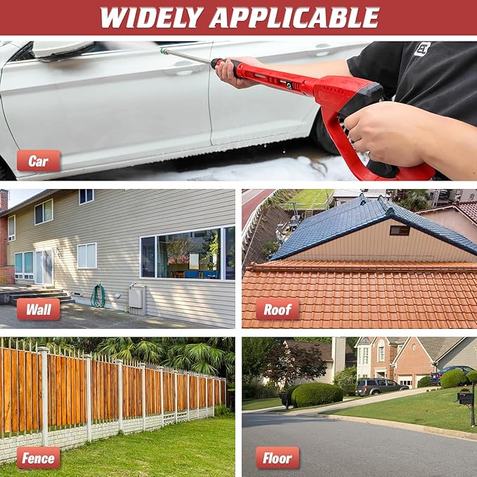 Pressure Washer Gun 5000PSI with Extension Wands, 40 Inch Pressure Washer Accessories with 1/4" Quick Connect Outlet, Car Wash Gun with 5 Nozzle Tips and M22-14mm to M22-15mm Adapters