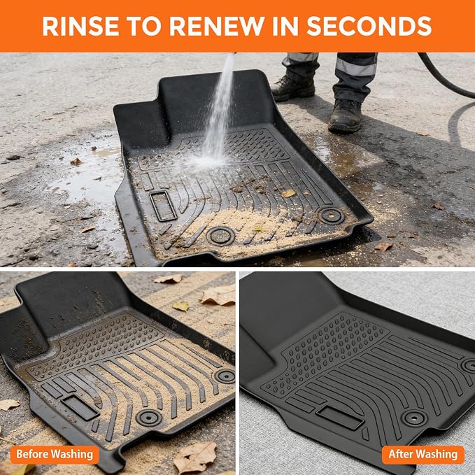 Floor Mats for Jeep Grand Cherokee L 6 Seat 2021-2025 (Not for 4XE, JL or JK), Custom Fit Heavy Duty TPE All Weather Protection, Waterproof Non-Slip Black (Three-Row Floor Mats)