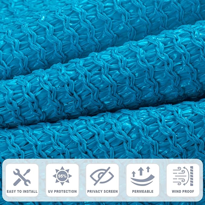 Cool Area Sun Shade Cloth with Grommets 14×20 FT Shade Panel Shade Tarp Screen Fabic for Outdoor Patio Pergola Cover Deck Garden, Turquoise Blue (Customized)
