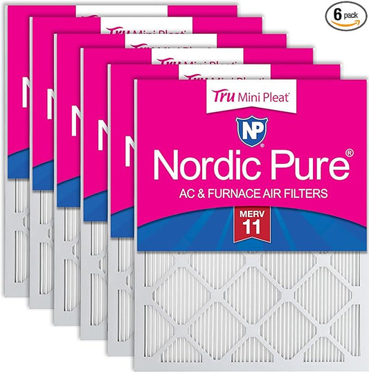 Nordic Pure 10x20x1 (Actual Size: 9 1/2 x 19 1/2 x 3/4) Tru Mini Pleat MERV 11 AC Furnace Air Filters – 2.5X More Media for Extended Durability & Superior Filtration - 6 Pack