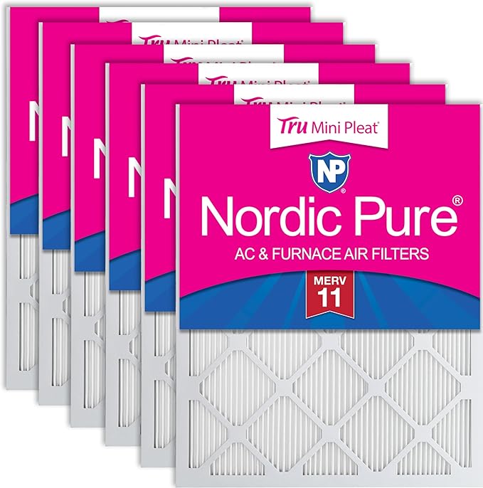 Nordic Pure 14x20x1 (Actual Size: 13 1/2 x 19 1/2 x 3/4) Tru Mini Pleat MERV 11 AC Furnace Air Filters – 2.5X More Media for Extended Durability & Superior Filtration - 6 Pack