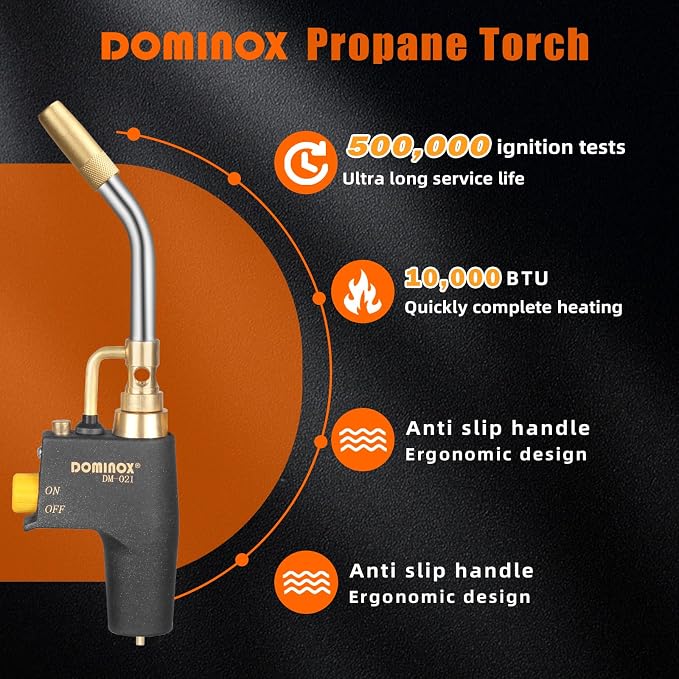 Propane Torch Head for Propane, Map, Mapp Tank, High Intensity Trigger Start Gas Torch, Map Gas Torch Kit for Ignition, Cooking, Lighting, Welding (Not Included Gas Tank)