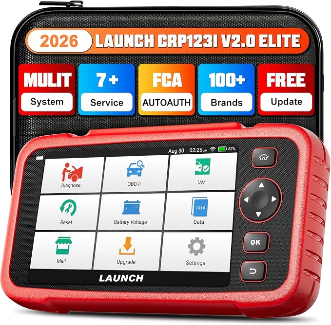 Launch OBD2 Scanner CRP123I V2.0,Scan Tool Upgrade of CRP123E/CRP129E for ABS/SRS/AT/ENG, FCA SGW, 7 Reset Services, Oil/Brake/BMS/SAS/DPF/ABS Bleeding/Throttle Adaption, Free Lifetime Upgrade