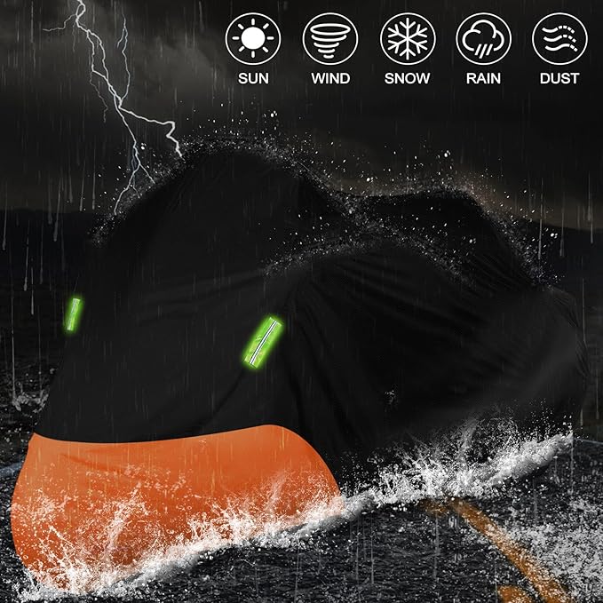 Waterproof Motorcycle Cover Replace for Harley Davidson Trike with Anti-Theft Lock Hole & Reflective Strips for Outdoor Rain Snow Protection