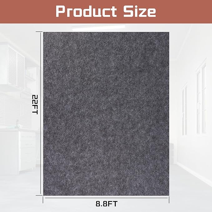 Garage Mats Oversize Garage Floor Paking Mat for Under Car, 8.8 x 22 Ft Non-Slip Gray Garage Flooring Carpets, Absorbent Oil Garage Parking Mat, Waterproof Mats