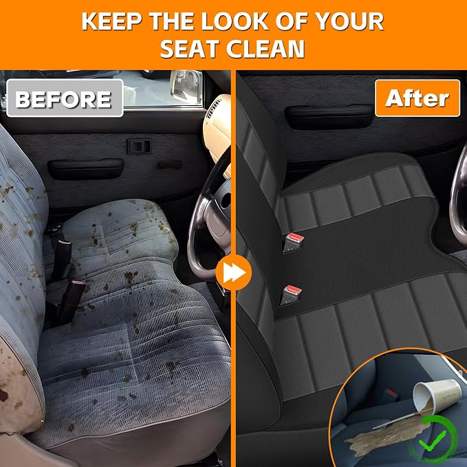 Truck Seat Cover Compatible with 1995-2004 Toyota Tacoma Front Bench Seat with Molded Headrest and Small Notched Cushion, Knitted Fabric