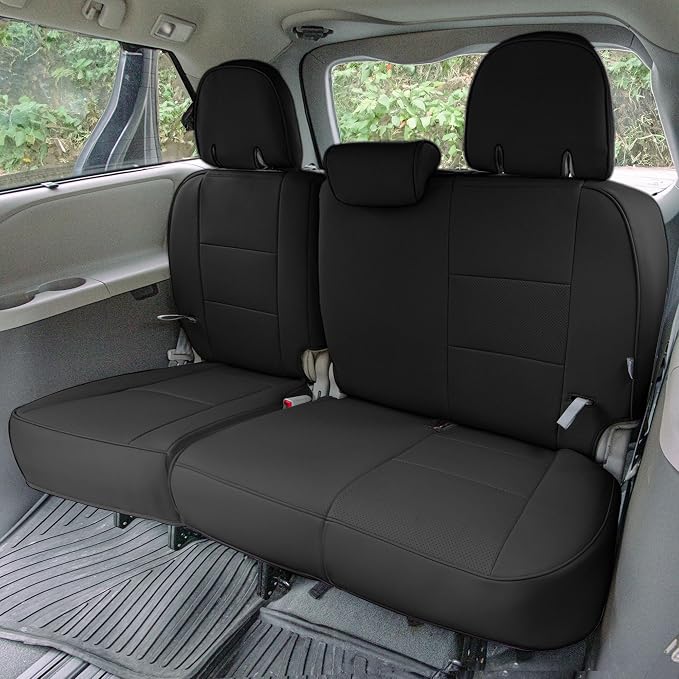 FH Group Custom Fit Car Seat Covers Specifically Made for 2011-2020 Toyota Sienna 7 Passenger, Car Seat Cover Full Set, Automotive Seat Covers in Black Faux Leather, Waterproof and Washable