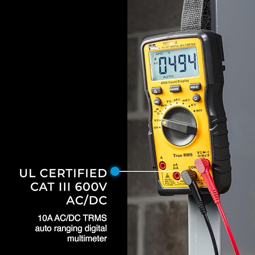 Ideal Electrical 61-337 Auto Range Digital Multimeter with NCVT and Temperature, 600V, CAT III