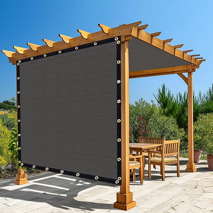 Amagenix 90% Pergola Shade Cover 22'X 22' Dark Gray Sun Shade Cloth with Grommets for Outdoor Garden Patio Porch-Commercial Grade 200 GSM-Cable Zip Ties Included (We Customized)