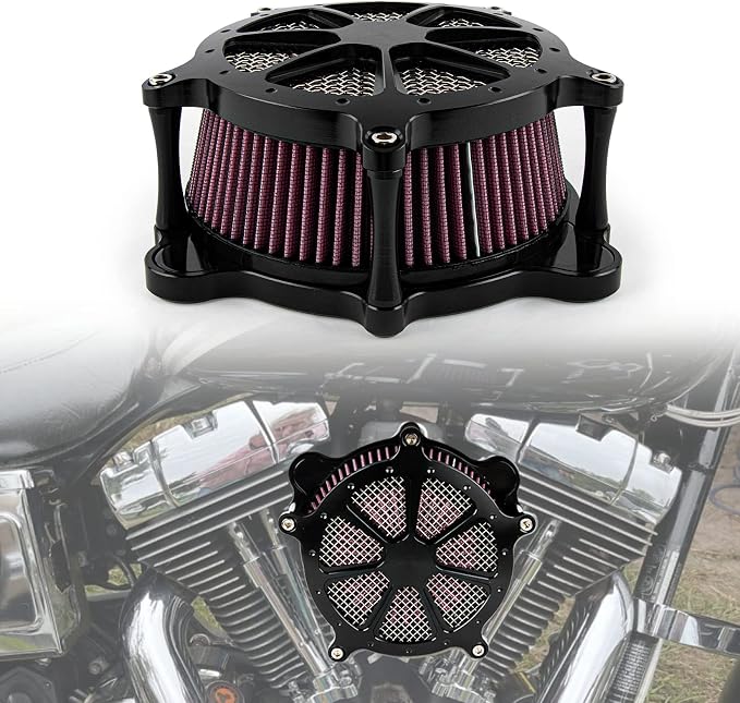 PSLER Air Cleaner Intake Filter Kit for Twin Cam Dyna Softail Touring Red | Billet aluminum, for Twin Cam 1993-2015, Touring Road King Electra Glide Street Glide 1993-2007