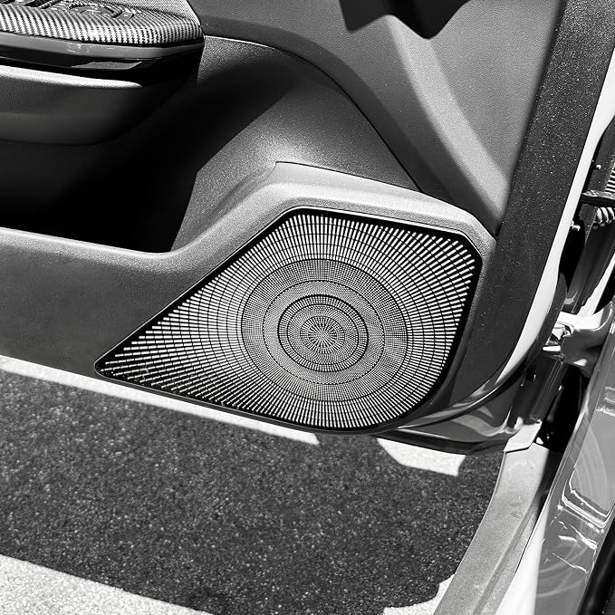4PCS Stainless Steel Front & Rear Door Speaker Covers Trim Compatible with Kia K4 2025-2026 Accessories (Black)