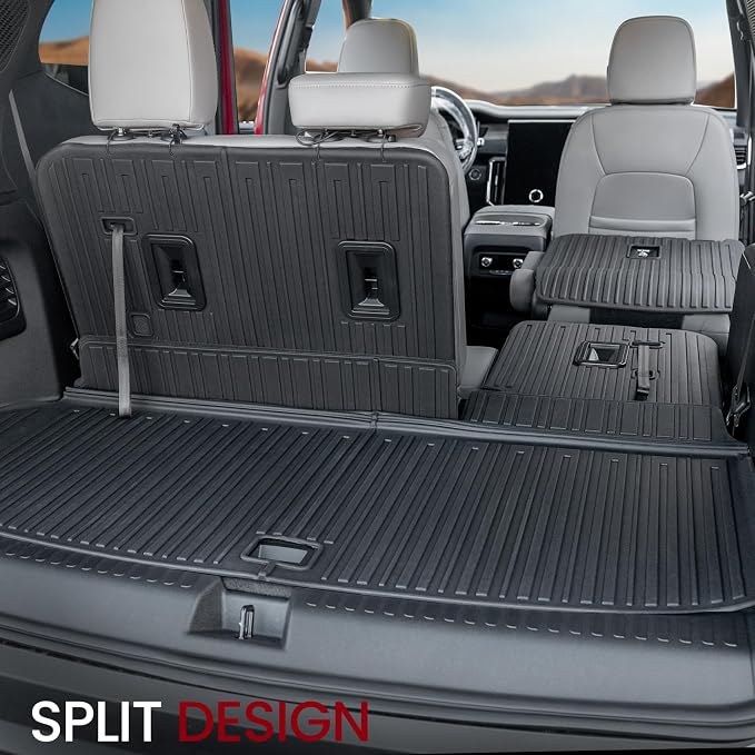 Cargo Mat Backrest Mats for 2024 2025 2026 GMC Acadia 7 Seats Car Accessories, All-Weather TPE Protector Cargo Liner Trunk Mat Seat Back Coversw