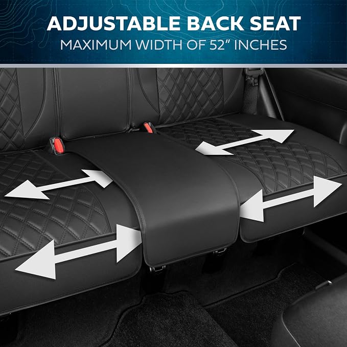 MotorBox Prestige Faux Leather Seat Covers - Semi-Custom Fit Car Seat Covers Full Set - Seat Covers for Trucks & SUV PU Leather Car Seat Covers - 2 Front Seat Interior Covers & 1 Back Bench Seat Cover