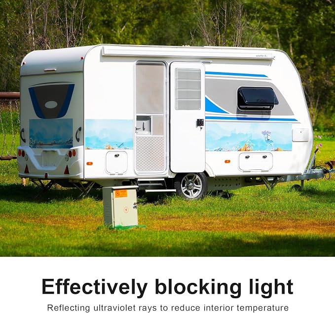 RV Door Window Shade Cover - Magnetic RV Blackout Window Cover with UV Protection and Privacy Features (25 * 16 in) Foldable Magnet Design, Waterproof Fabric, and Reflective Silver Coating