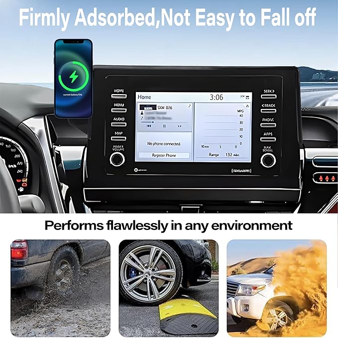 Car Phone Holder for Toyota Camry 2021 2022 2023 2024 Accessories Apply to 7 Inch Touch Screen 15W Fast Wireless Charger Screen Fixed Clip Cell Phone Mount Hands-Free 360 Degree Rotation