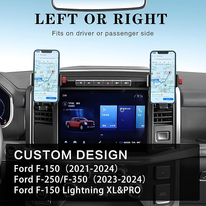 EASEORD Aluminum Vent Phone Mount Compatible with Ford F150 (2021-2025), F-250/F-350 (2023-2024), F150 Lightning XL & PRO，Metal Phone Holder with 360 Rotation for iPhone, Android, Samsung & All Phones