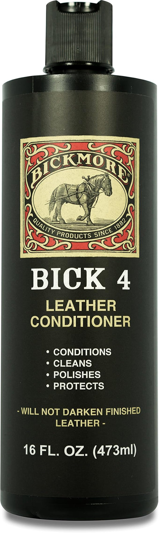 Bickmore Bick 4 Leather Conditioner and Leather Cleaner 16 oz - Will Not Darken Leather - Safe For All Leather Apparel, Furniture, Jackets, Shoes, Auto Interiors, Bags & All Other Leather Accessories