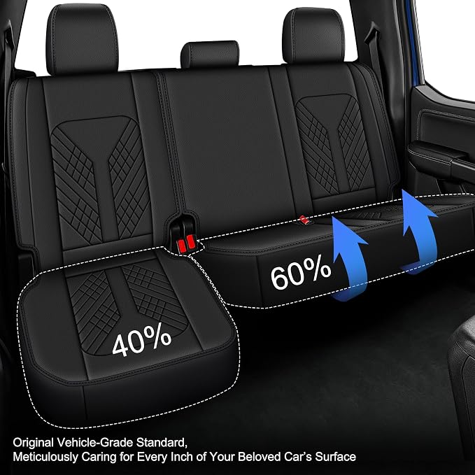 Seat Covers Full Set Compatible with 2024 2025 2026 Toyota Tacoma Double Crew Cab Waterproof Leather Seat Protectors Custom Fit for Trucks (Black)
