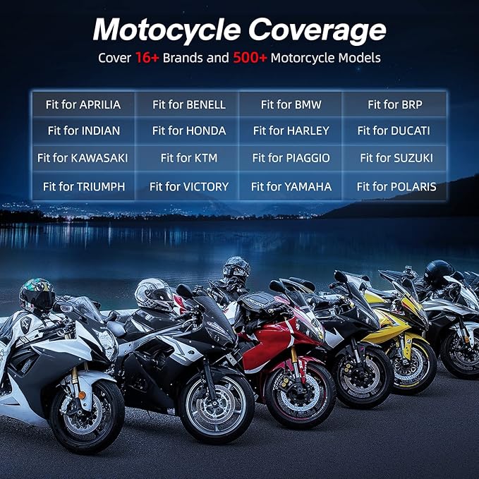 ANCEL MT700 Motorcycle OBD2 Scanner Full Systems, ABS Transmission Diagnostic Tool with 35+ Reset Functions for Aprilia/Benelli/MMW/BRP/Ducati/Harley/Honda/Indian/Suzuki,Android, 7” Touch Screen, 16GB