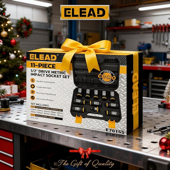 1/2'' Drive Deep Impact Socket Set: 11-Piece Metric Wheel Axle Nut Wrench Large Jumbo 27mm 29mm 30mm 31mm 32mm 33mm 34mm 35mm 36mm 38mm Car Spindle Joint High Torque Truck Bearing Locknut