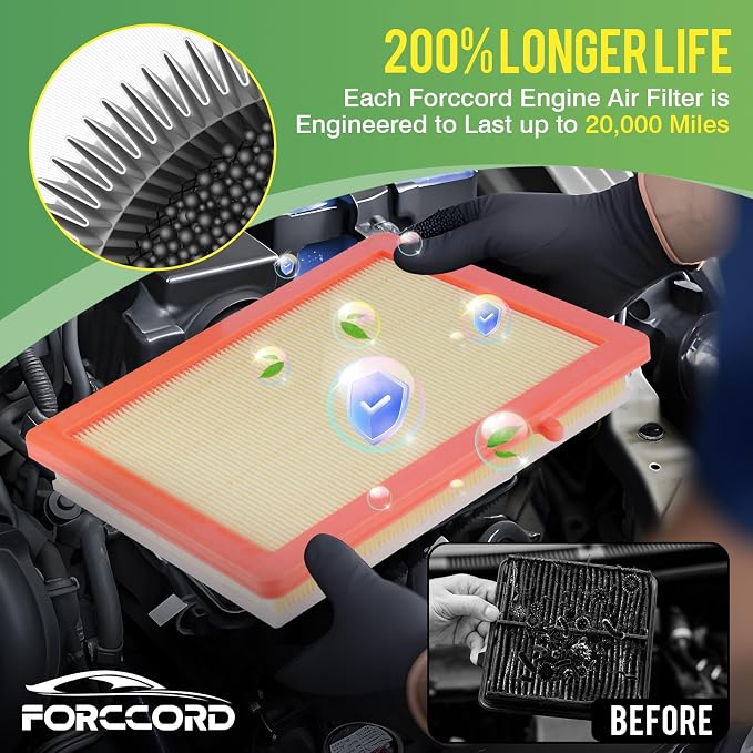 Engine & Cabin Air Filter Fit for 2018-2026 Chevrolet Chevy Equinox, 2018-2026 GMC Terrain Activated Carbon Cabin Filter Replace#CF11966 CA12260 Car Accessories