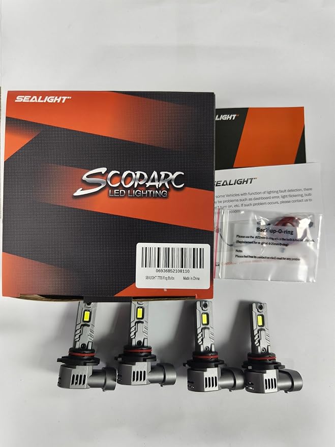 SEALIGHT S2S 9005/HB3 9006/HB4 Light Bulbs Combo, 100,000LM Super Brighter, 6500K Pure White 9005 9006 Fog Bulbs, with Cooling Fan 60K+ Hours Lifespan, 4-Pack