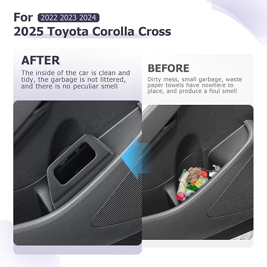 LUWU Car Trash Can with Lid - Portable Mini Dustbin Garbage Bin for Toyota Corolla Cross Interior (Leak-Proof, Left)