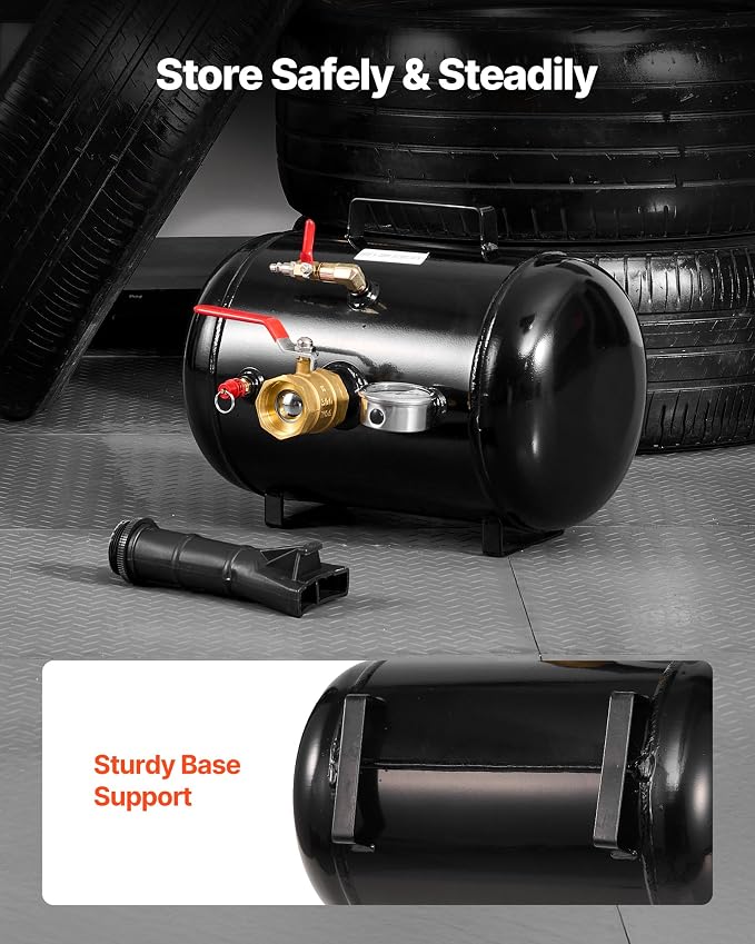 VEVOR Air Tire Bead Seater, 5 Gal / 18.9 L, Heavy Duty Tire Bead Blaster Tool, 87-116 PSI Operating Pressure, Air Trigger Seating Inflator for Pickup, Truck, ATV, Jeep, Van, Lawn Tractor, RV, Black