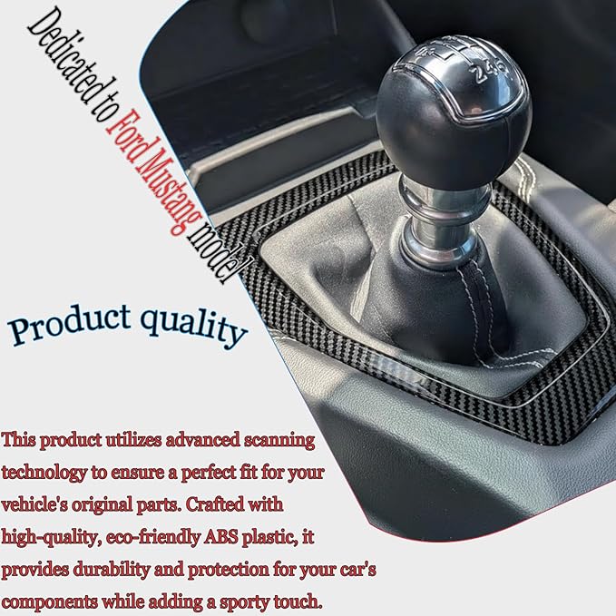 MUXEE Console Gear Shifter Panel Cover,for Ford Mustang 2024 2025 2026 - ABS Carbon Fiber Sport Style Console Gear Shifter Panel Cover Accessories(for Manual Gear Model)