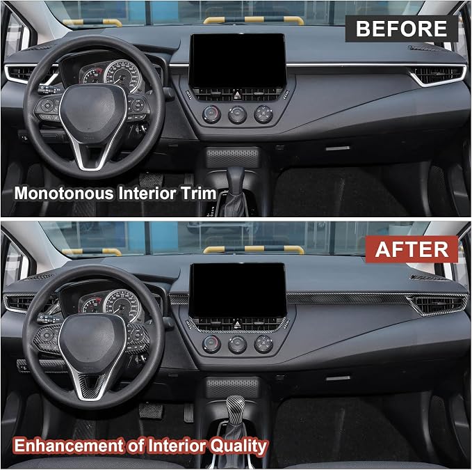 11PCS Carbon Fiber Interior Kit Accessories Compatible with Toyota Corolla 2020–2026 Sedan & 2019–2026 Hatchback