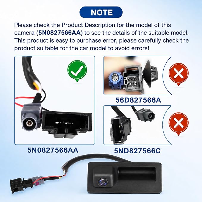 No. 5N0827566AA Rear View Backup Reverse Parking Camera/Rear View Camera | Compatible with Audi Fits For A4 A5 A6 A7 Q3 Q5 RS5 RS7 S4 S5 S6 S7 Q5 SQ5 2008-2018 Tailgate Release Switch with Camera Case