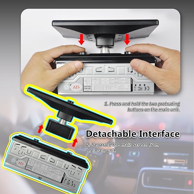7" Single Din Touchscreen Radio, Floating Car Stereo with Wireless Apple CarPlay & Android Auto,30° Adjustable HD IPS Touchscreen,FM/AM,Bluetooth 5.2,USB & Type-C,MIC,Physical Knob, Backup Camera