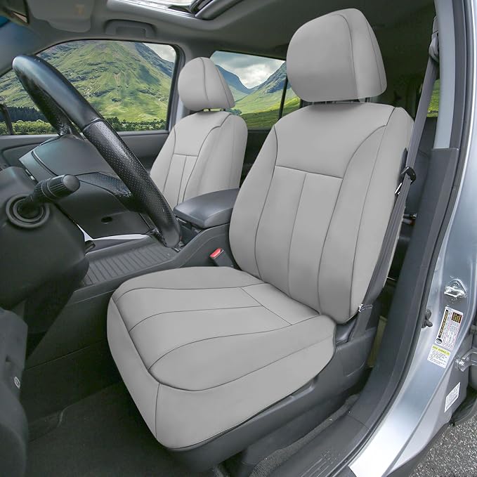 FH Group Neoprene Car Seat Covers - Front Set for Low Back Seats with Removable Headrest, Universal Fit, Airbag Compatible - Solid Gray Seat Covers for SUVs and Vans
