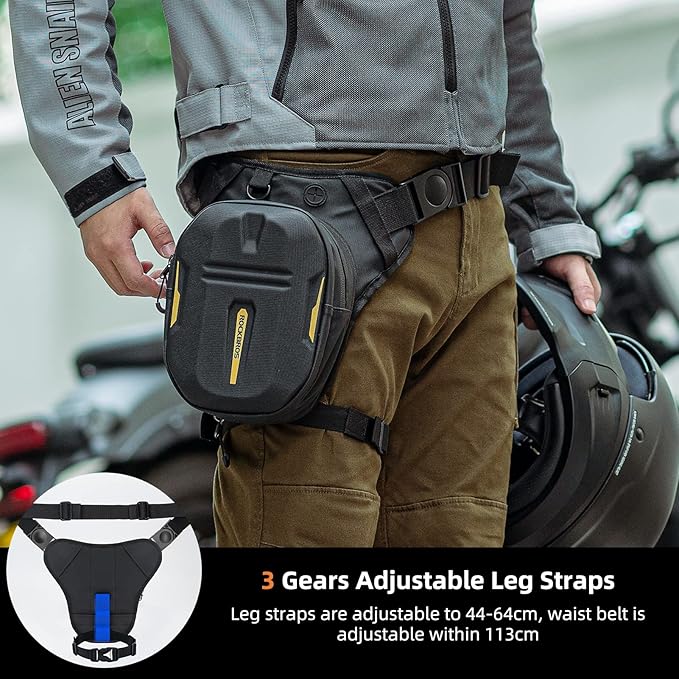 ROCKBROS Drop Leg Bag 3 IN 1 Motorcycle Waist Pack Thigh Bag Magnetic Motorcycle Tank Bag Muti-functions Leg Pouch for Men Women Cycling Hiking Running Camping Travel 10L Black