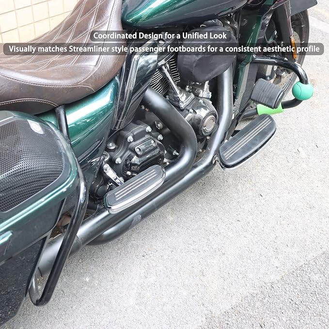 Streamliner Rider Driver Footboards Compatible with Harley Touring Road King, Street Glide, Electra Glide, Road Glide 1986-2024, Softail 1986-2017, FLD 2012-2016 Chrome