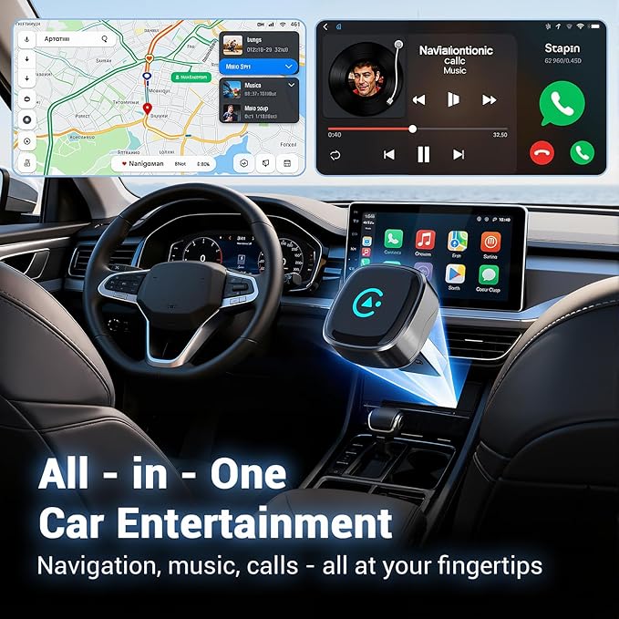 Wireless CarPlay Adapter for iPhone & Android Auto Adapter, Convert Wired to Wireless CarPlay Dongle,Dual-Band 5.8G WiFi+Bluetooth 5.4, Plug&Play, Compatible iOS10+ & Android11+