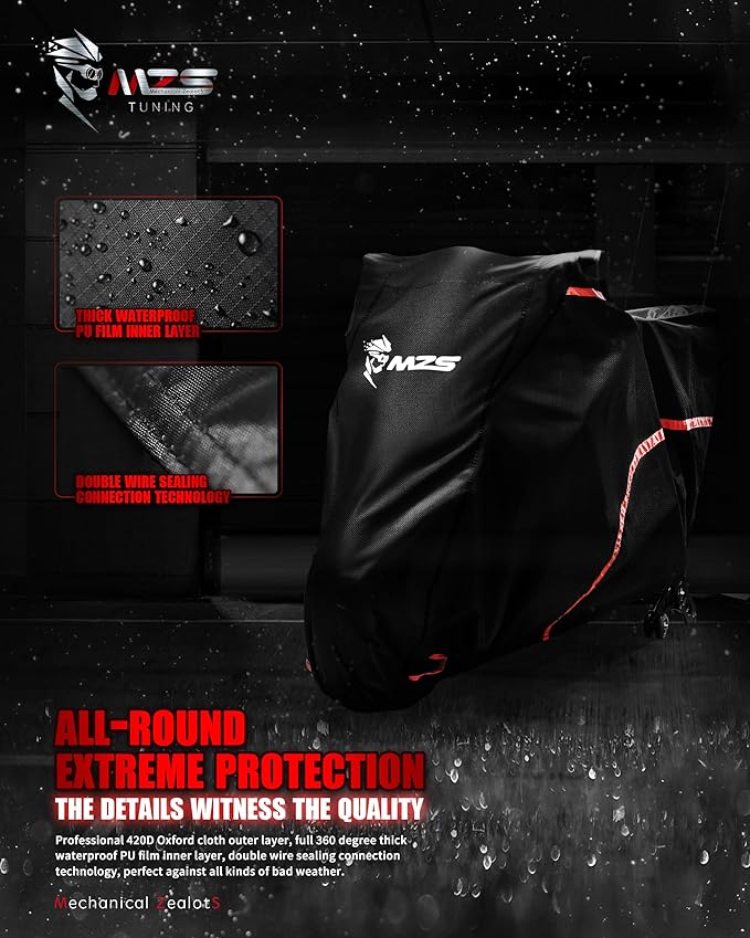 MZS Trike Motorcyle Cover Waterproof Compatible with Freewheeler Tri Glide Ultra Street Road Glide 3 CVO, 3 Wheel Vehicle Covers Sun Rain All Weather Outdoor Protection Storage